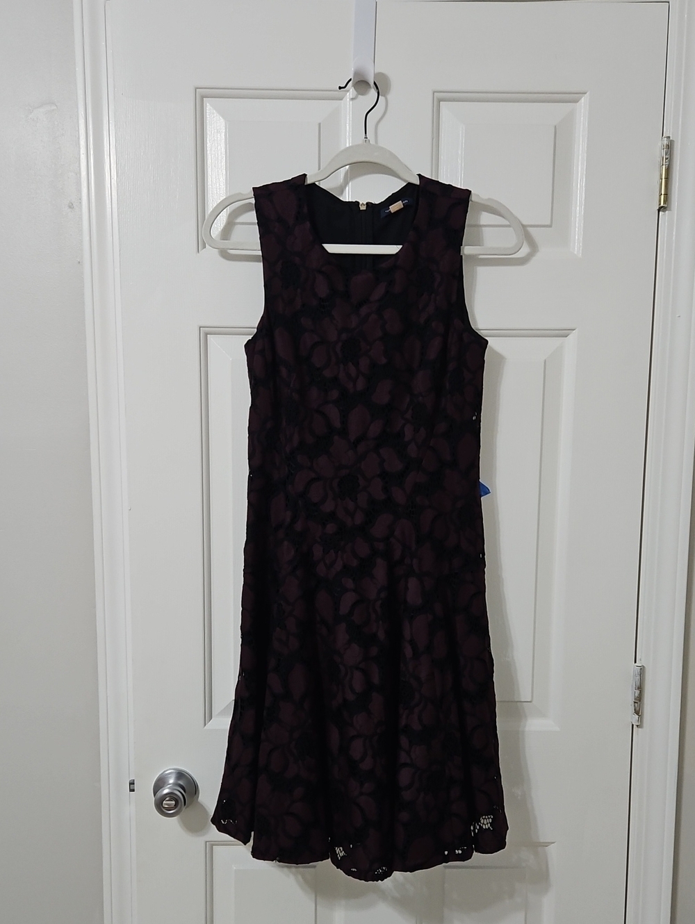 Tommy Hilfiger Dark Plum Floral Lace Midi Dress